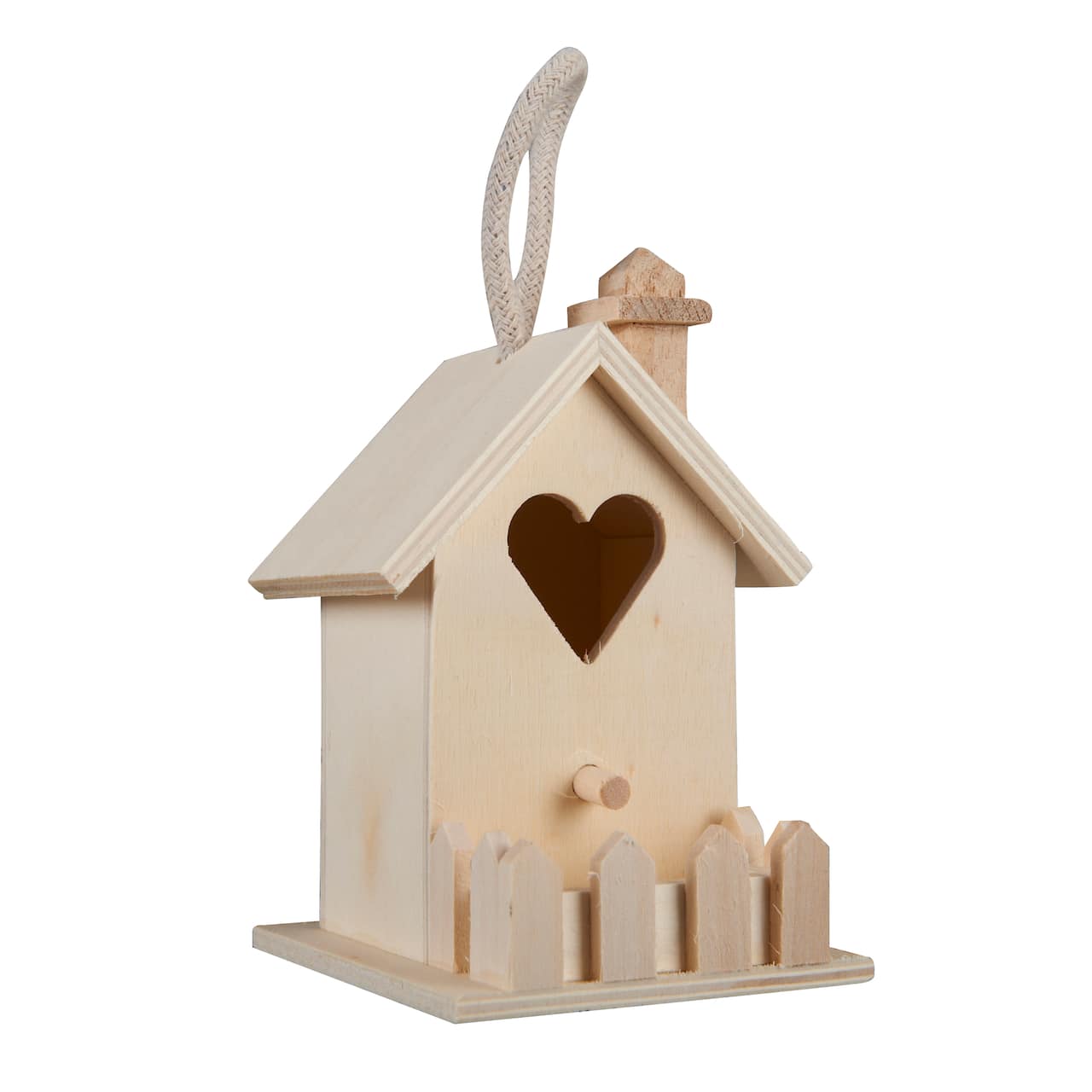 4.5&#x22; Wood Heart Birdhouse with Fence by Make Market&#xAE;